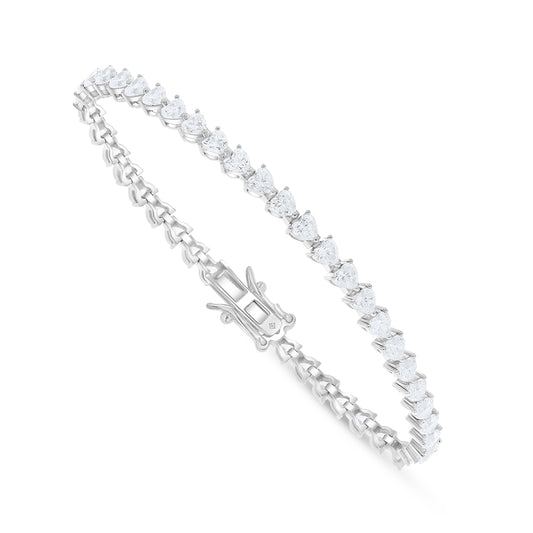 Sterling Silver 925 Bracelet Rhodium Plated Embedded With White Zircon