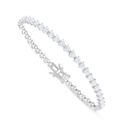 Sterling Silver 925 Bracelet Rhodium Plated Embedded With White Zircon