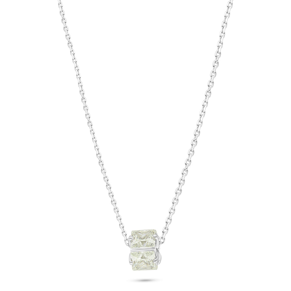 Sterling Silver 925 Necklace Rhodium Plated Embedded With Diamond Zircon