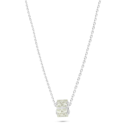 Sterling Silver 925 Necklace Rhodium Plated Embedded With Diamond Zircon
