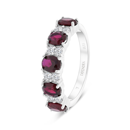 Sterling Silver 925 Ring Rhodium Plated Ruby Corundum