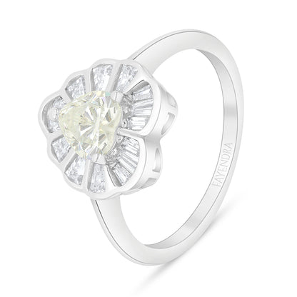 خاتم من الفضة الخالصة عيار 925 مطلي روديوم مرصع بالزركون الكناري الالماسي و فص ابيض