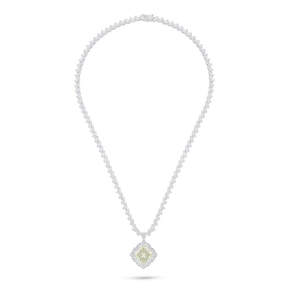 Sterling Silver 925 SET Rhodium Plated Embedded With Diamond Zircon And White Zircon