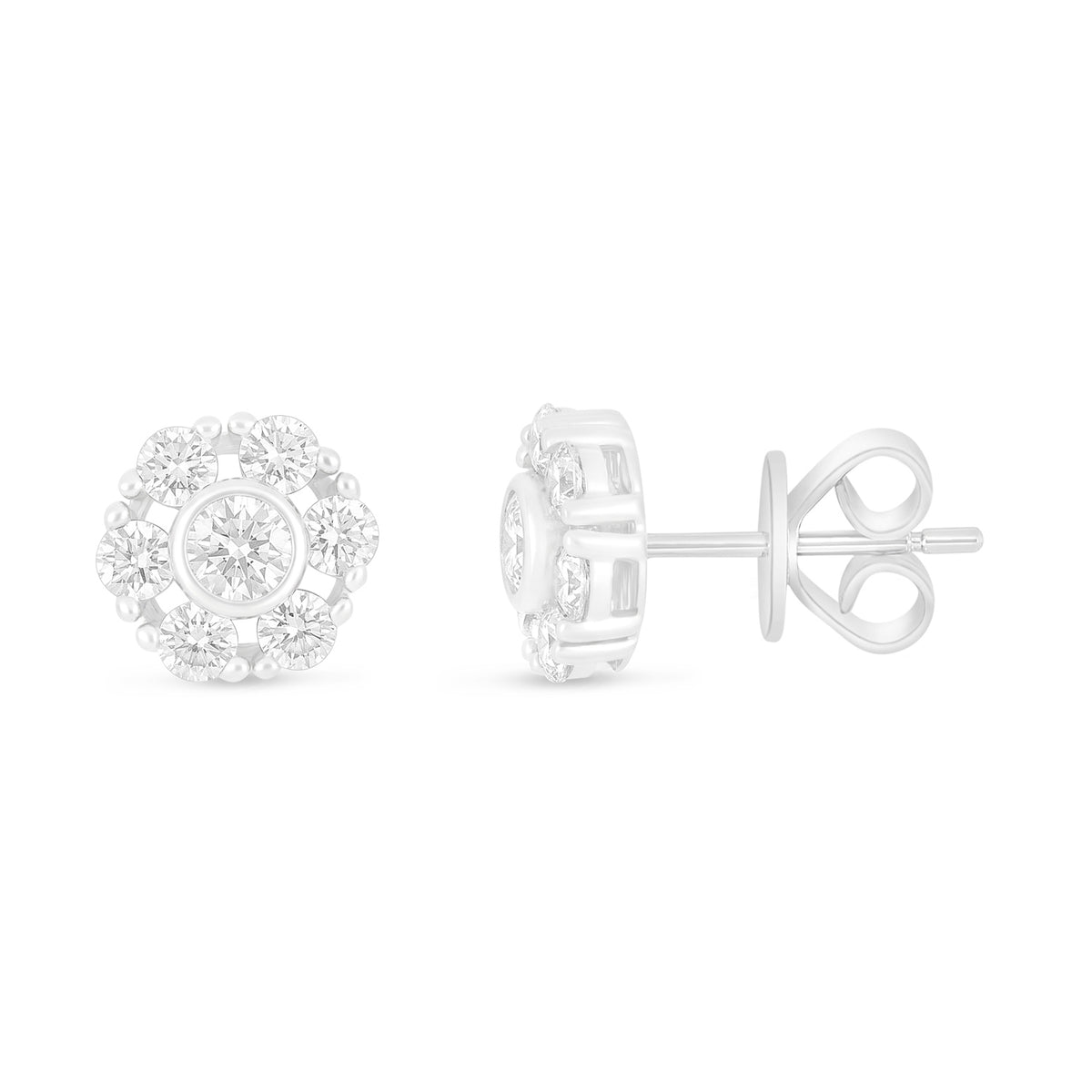 Sterling Silver 925 Earring Rhodium Plated Embedded With White Zircon