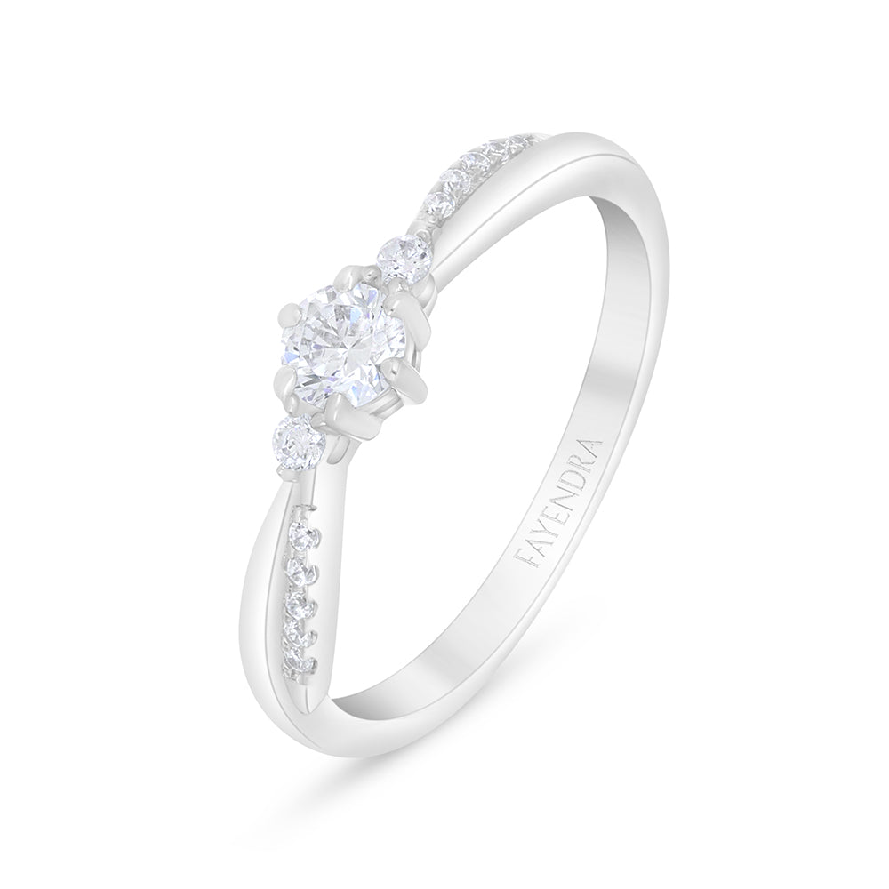 خاتم من الفضة الخالصة عيار 925 مطلي روديوم مرصع فص ابيض