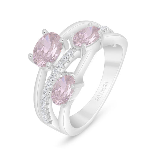 خاتم من الفضة الخالصة عيار 925 مطلي روديوم مرصع زركون بنك و فص ابيض