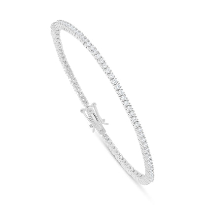 Sterling Silver 925 Bracelet Rhodium Plated Embedded With White Zircon