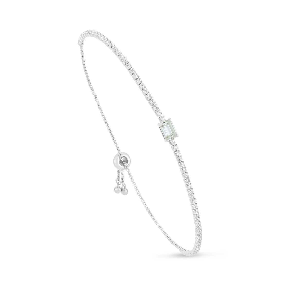Sterling Silver 925 Bracelet Rhodium Plated Embedded With Diamond Zircon
