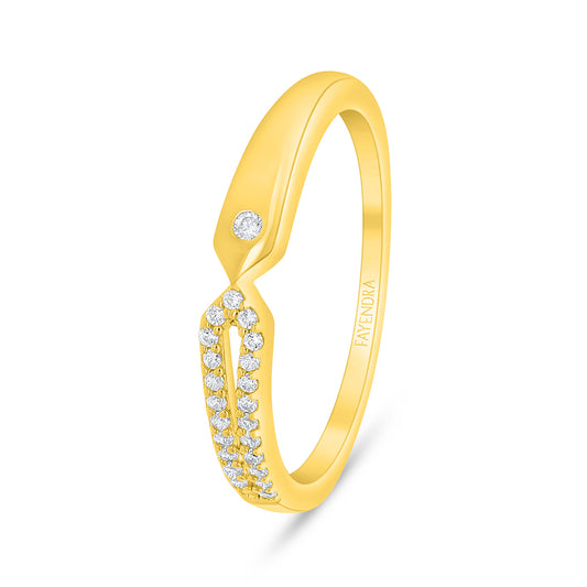 Sterling Silver 925 Ring Golden Plated Embedded With White Zircon