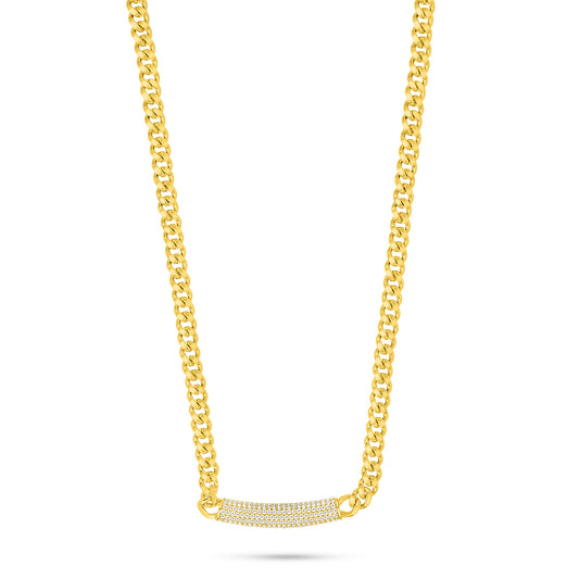 Sterling Silver 925 Necklace Golden Plated Embedded With White Zircon