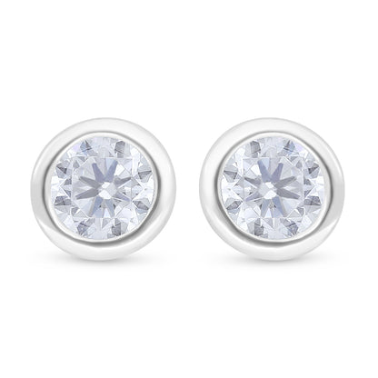 Sterling Silver 925 Earring Rhodium Plated Embedded With White Zircon