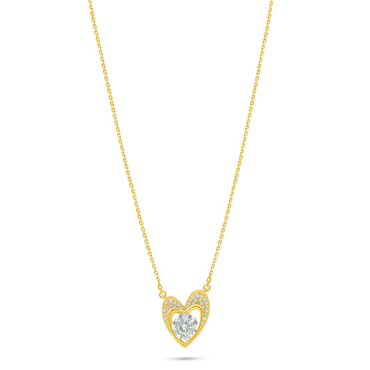 Sterling Silver 925 Necklace Golden Plated Embedded With White Zircon