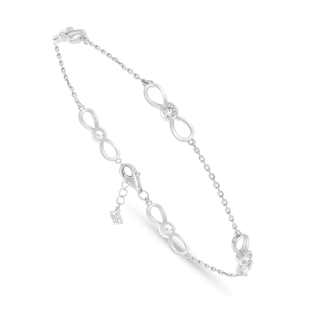 Sterling Silver 925 Bracelet Rhodium Plated Embedded With White Zircon