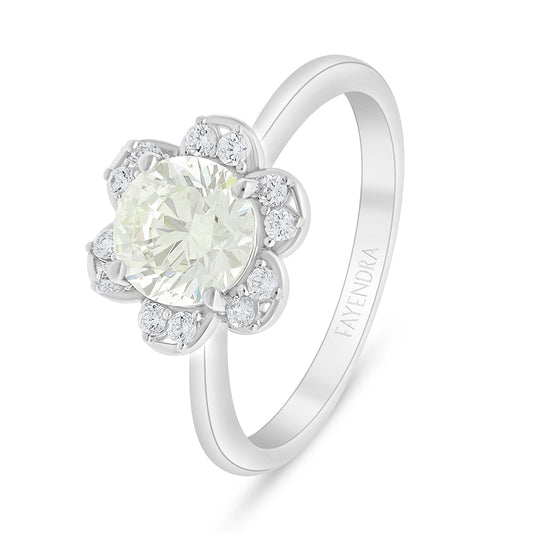 Sterling Silver 925 Ring Rhodium Plated Embedded With Diamond Zircon And White Zircon