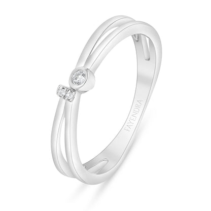 Sterling Silver 925 Ring Rhodium Plated Embedded With White Zircon