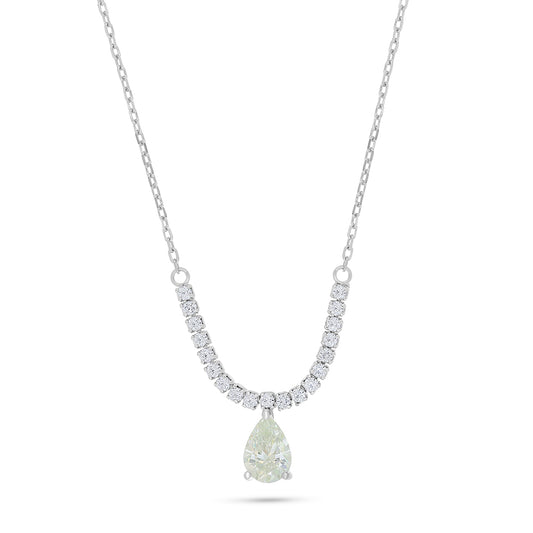 Sterling Silver 925 Necklace Rhodium Plated Embedded With Diamond Zircon And White Zircon