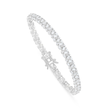 Sterling Silver 925 Bracelet Rhodium Plated Embedded With White Zircon