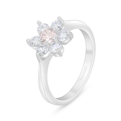 خاتم من الفضة الخالصة عيار 925 مطلي روديوم مرصع زركون بنك و فص ابيض