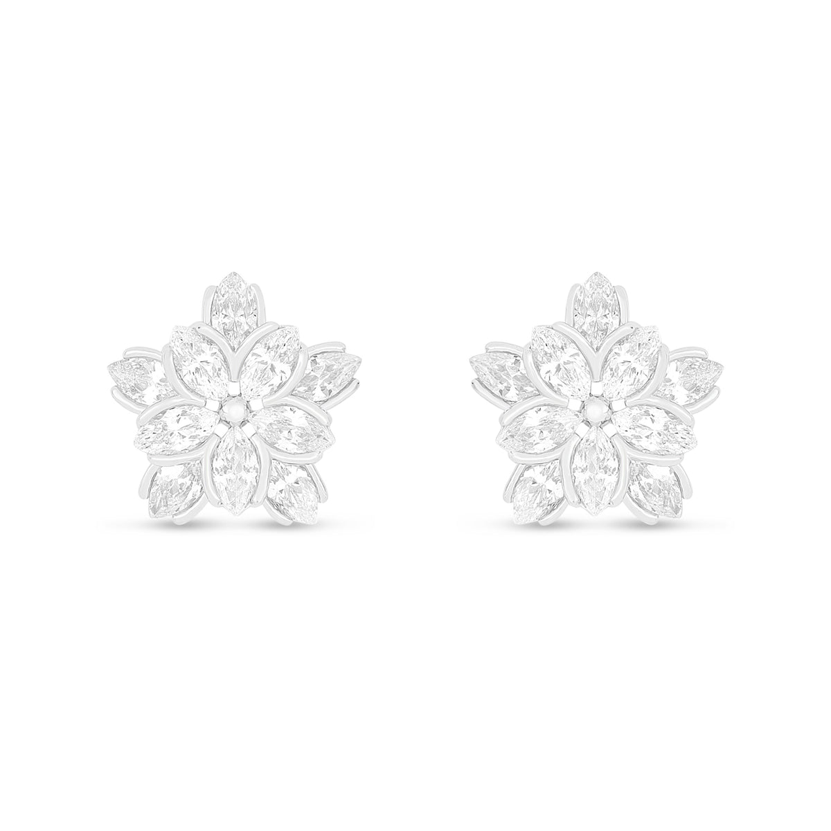 Sterling Silver 925 Earring Rhodium Plated Embedded With White Zircon
