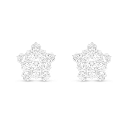 Sterling Silver 925 Earring Rhodium Plated Embedded With White Zircon