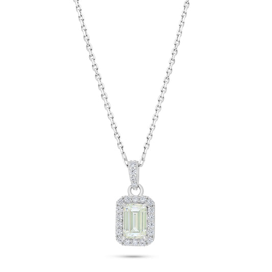 Sterling Silver 925 Necklace Rhodium Plated Embedded With Diamond Zircon And White Zircon