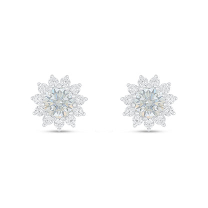 Sterling Silver 925 Earring Rhodium Plated Embedded With Diamond Zircon And White Zircon