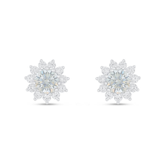 Sterling Silver 925 Earring Rhodium Plated Embedded With Diamond Zircon And White Zircon