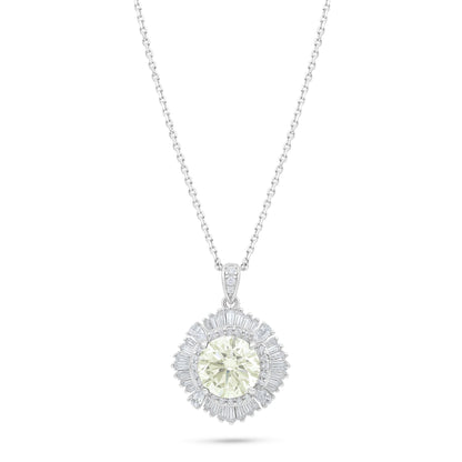 Sterling Silver 925 Necklace Rhodium Plated Embedded With Diamond Zircon And White Zircon