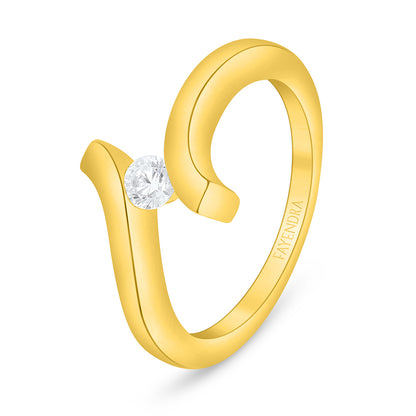 خاتم من الفضة الخالصة عيار 925 مطلي ذهبي مرصع فص ابيض