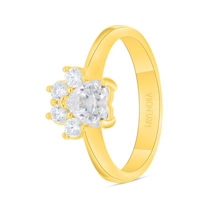 Sterling Silver 925 Ring Golden Plated Embedded With White Zircon