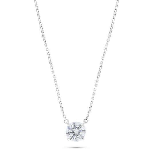 Sterling Silver 925 Necklace Rhodium Plated Embedded With White Zircon
