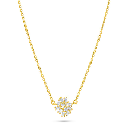 Sterling Silver 925 Necklace Golden Plated Embedded With White Zircon