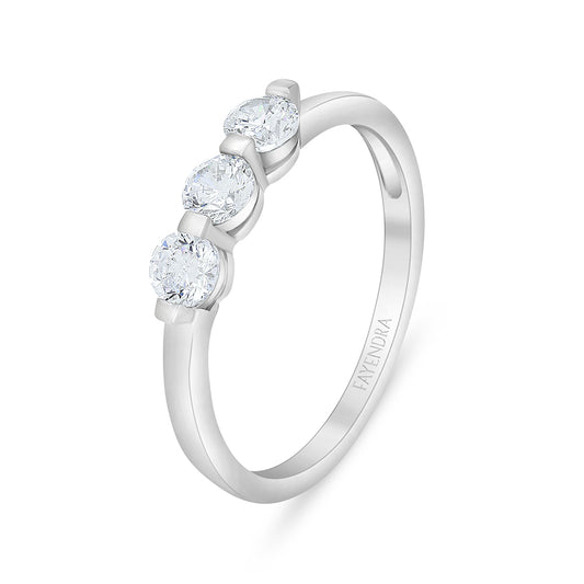 خاتم من الفضة الخالصة عيار 925 مطلي روديوم مرصع فص ابيض