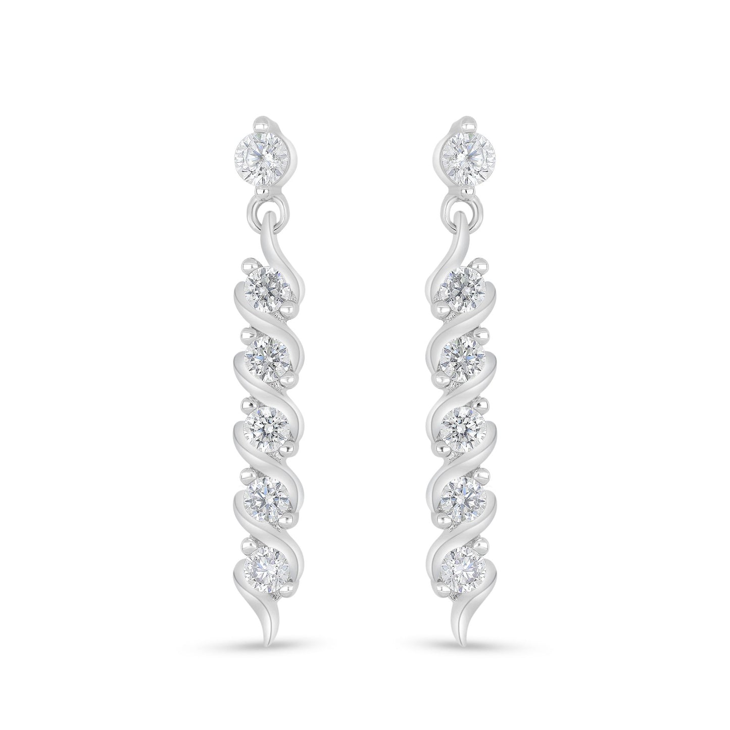 اقراط من الفضة الخالصة عيار 925 مطلية روديوم مرصعة فص ابيض