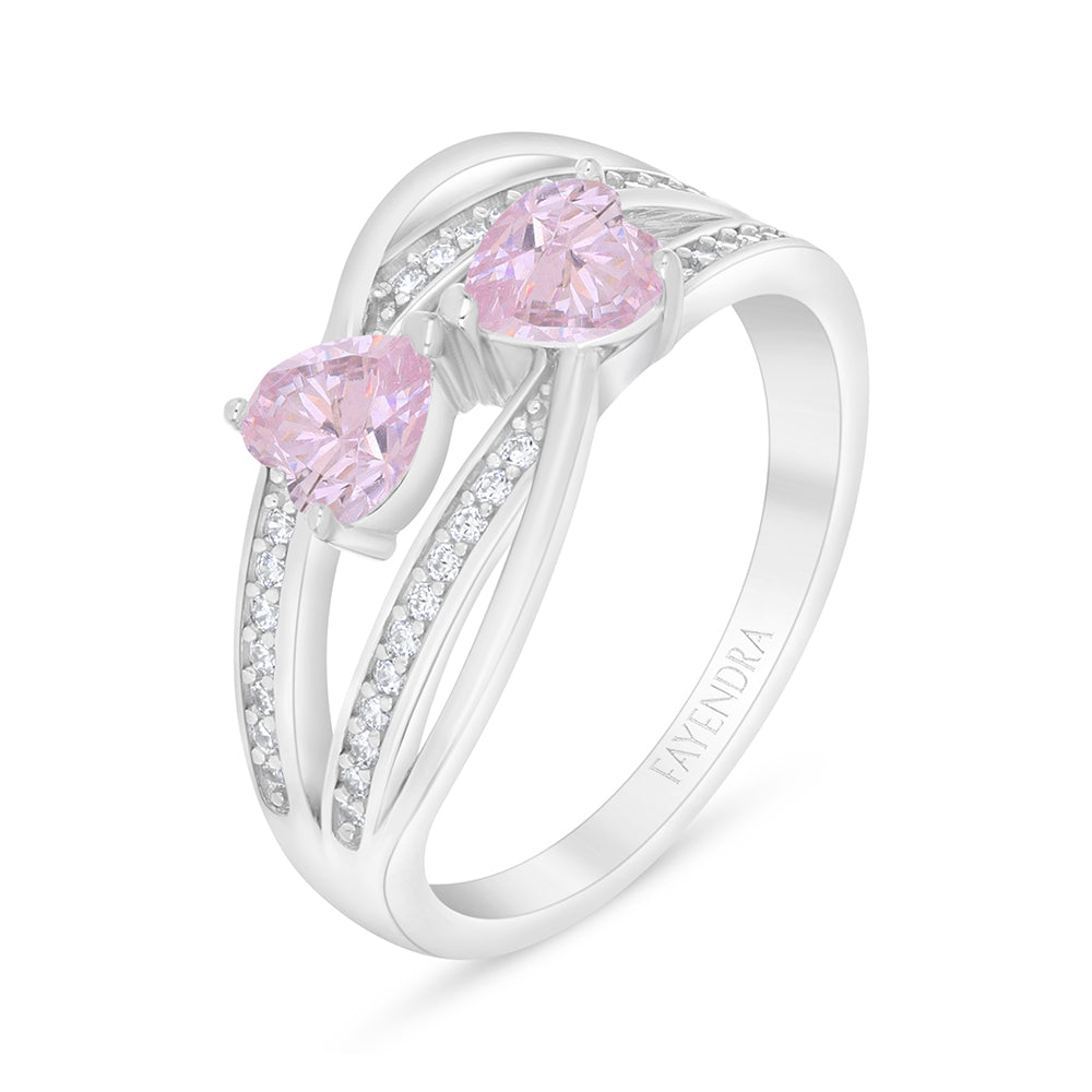 خاتم من الفضة الخالصة عيار 925 مطلي روديوم مرصع زركون بنك و فص ابيض