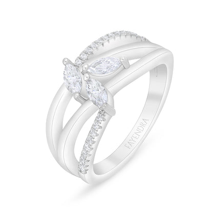 Sterling Silver 925 Ring Rhodium Plated Embedded With White Zircon