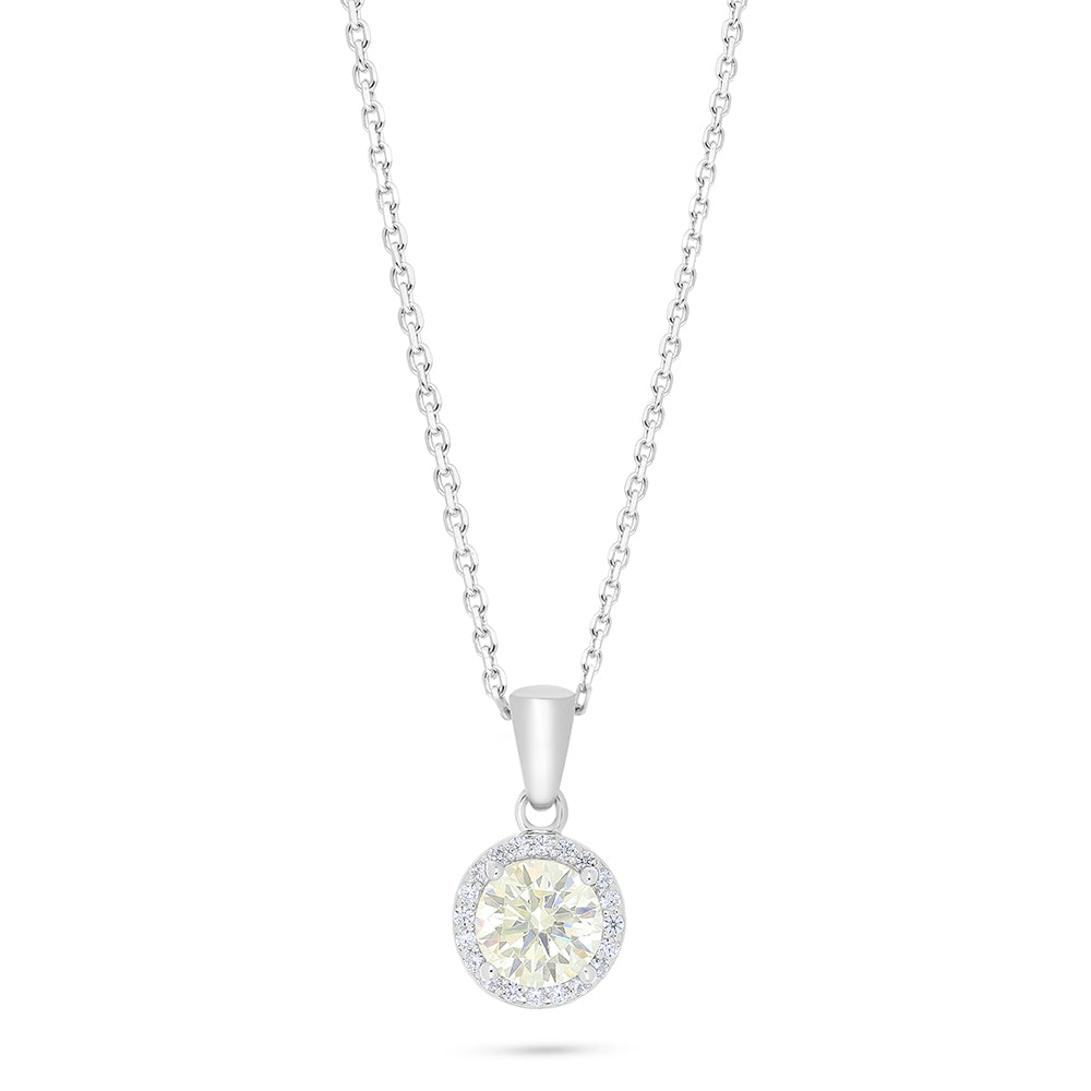Sterling Silver 925 Necklace Rhodium Plated Embedded With Diamond Zircon And White Zircon