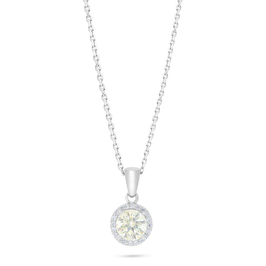 Sterling Silver 925 Necklace Rhodium Plated Embedded With Diamond Zircon And White Zircon