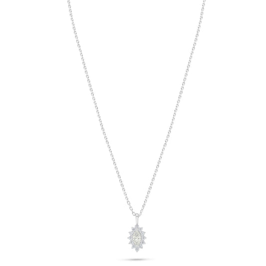 Sterling Silver 925 Necklace Rhodium Plated Embedded With White Zircon