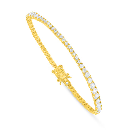 Sterling Silver 925 Bracelet Golden Plated Embedded With White Zircon