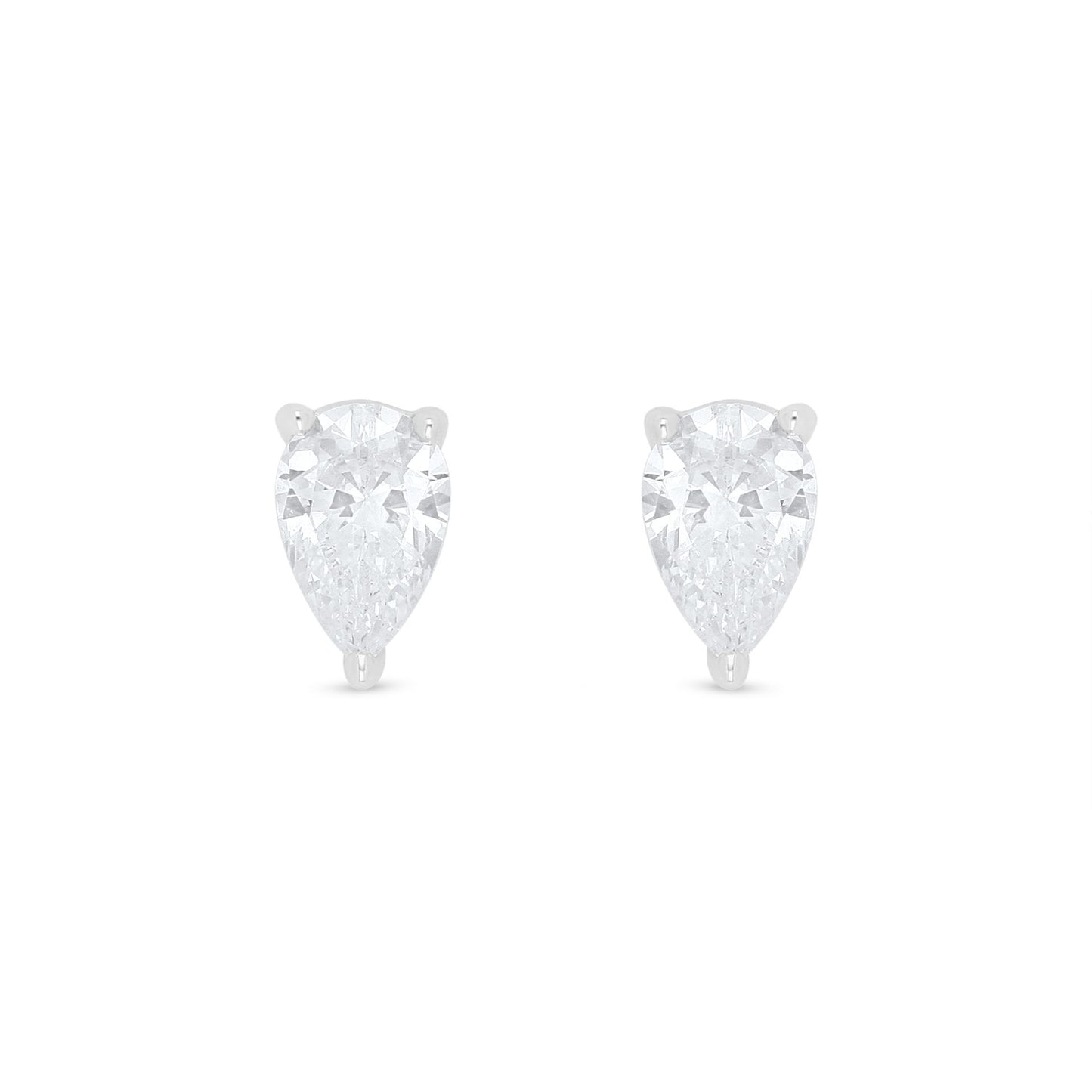 Sterling Silver 925 Earring Rhodium Plated Embedded With White Zircon