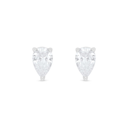 Sterling Silver 925 Earring Rhodium Plated Embedded With White Zircon