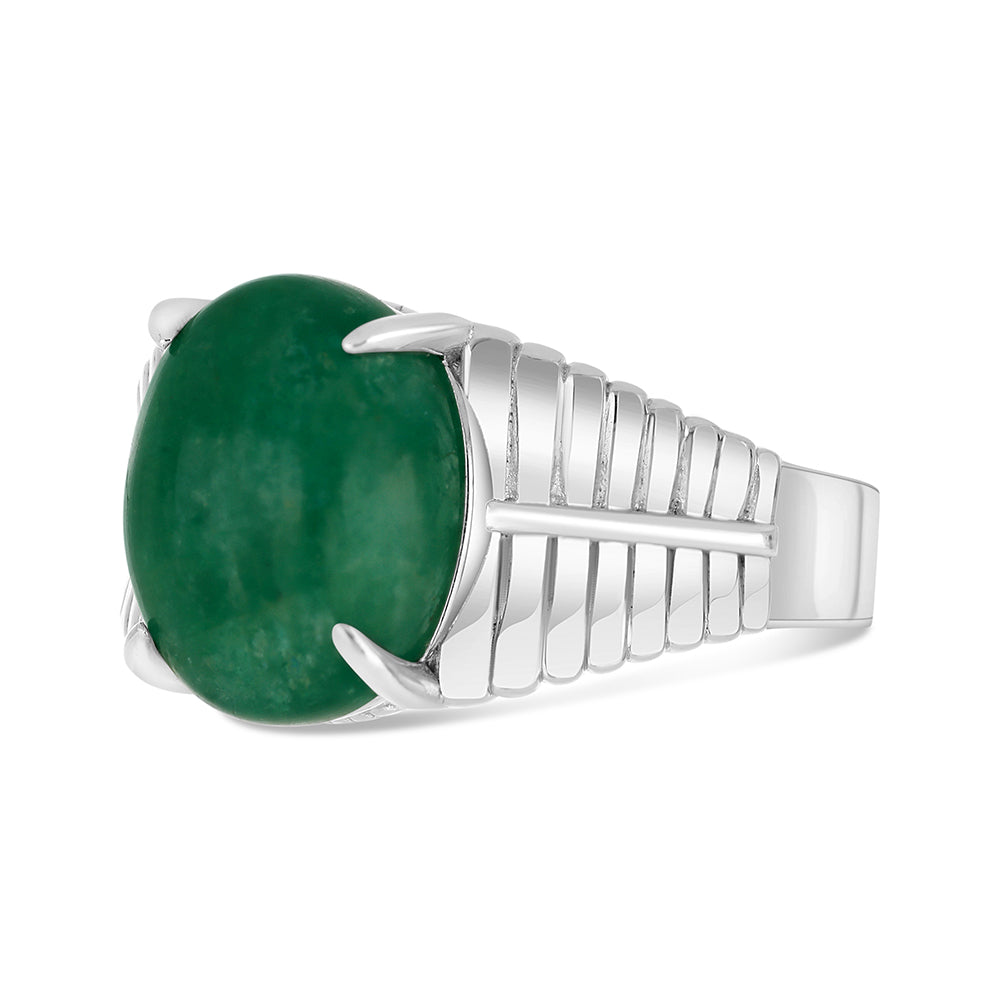 خاتم رجالي من الفضة الخالصة عيار 925 مطلي روديوم مرصع احجار زمرد طبيعي