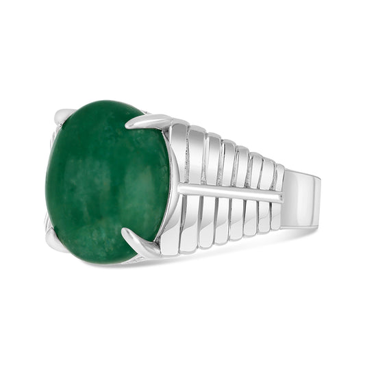 خاتم رجالي من الفضة الخالصة عيار 925 مطلي روديوم مرصع احجار زمرد طبيعي