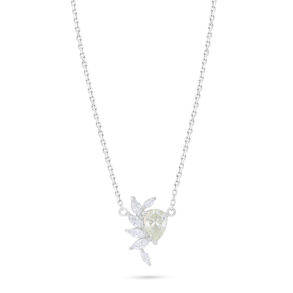 Sterling Silver 925 Necklace Rhodium Plated Embedded With Diamond Zircon And White Zircon