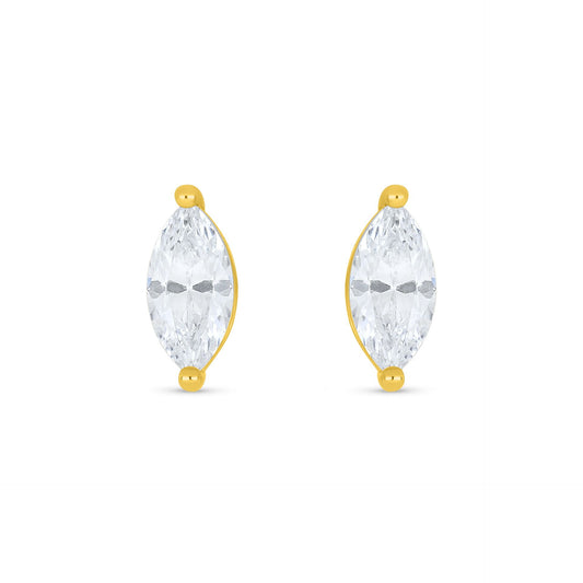 Sterling Silver 925 Earring Golden Plated Embedded With White Zircon