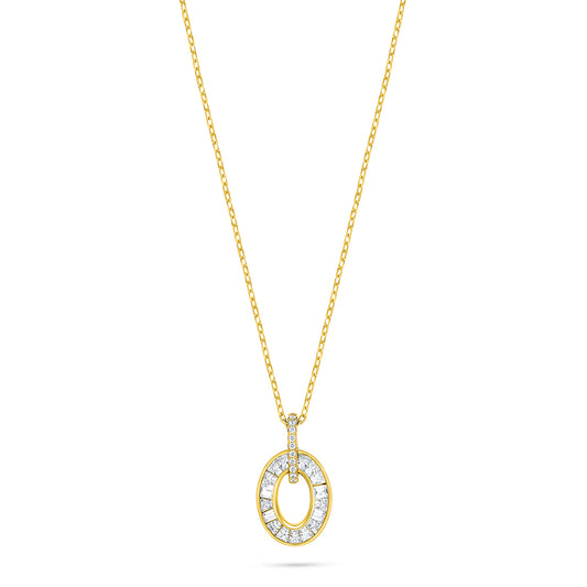 Sterling Silver 925 Necklace Golden Plated Embedded With White Zircon
