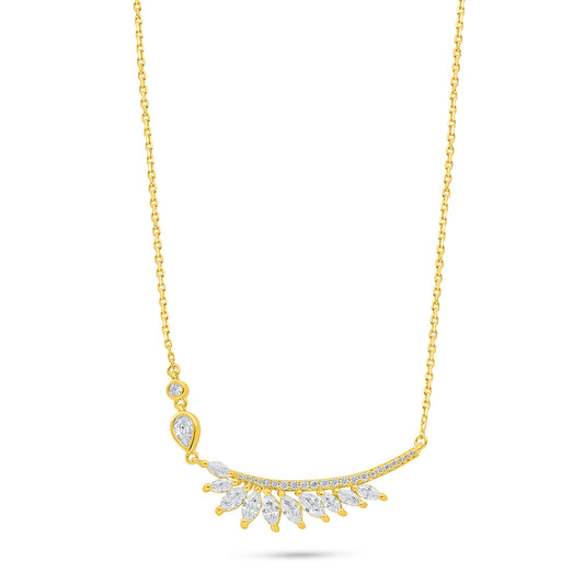 Sterling Silver 925 Necklace Golden Plated Embedded With White Zircon