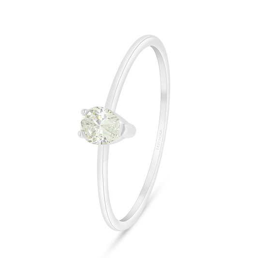 Sterling Silver 925 Ring Rhodium Plated Embedded With White Zircon