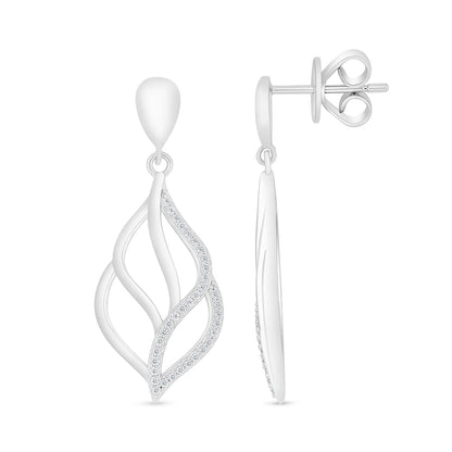 Sterling Silver 925 Earring Rhodium Plated Embedded With White Zircon
